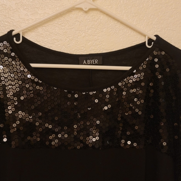 A. Byer Black and Sequin Women's Size Large Top - Picture 2 of 3